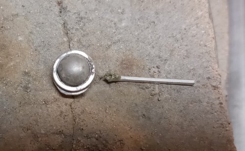 Judy Larson's Domed Stud with Drop Loop - , Metalwork, Cutting, Cutting Tool, Cutters, How To Punch Holes, Hole Punching, Punch A Hole, Stamping, Stamps, Butane Torch, Soldering, Solder, Push the earring post into the soldering block 